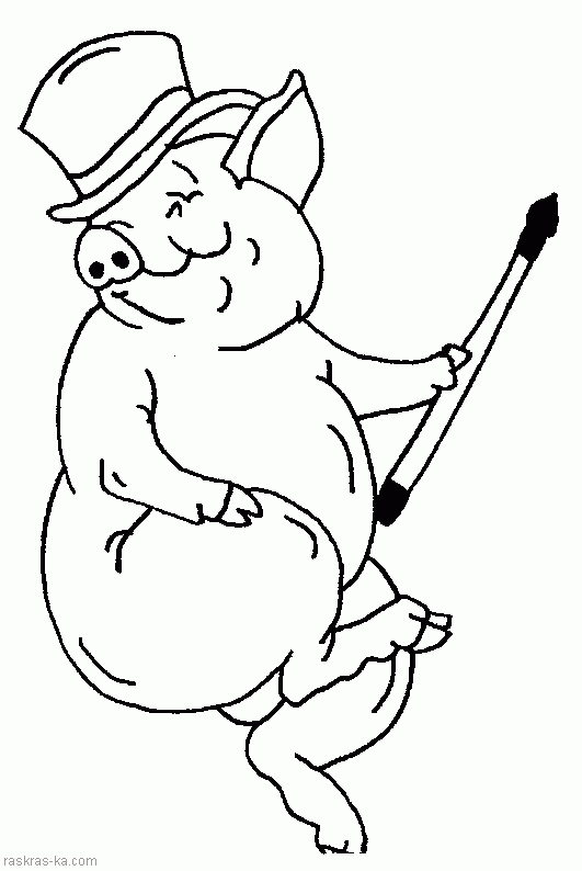 Свинья - Раскраска детская скачать
