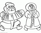 Раскраска Дед Мороз и Снегурочка. Скачать бесплатно