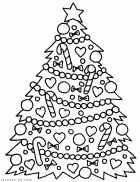 Раскраска - Новогодняя елка с украшениями