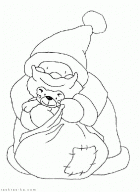 Санта собирается в гости к детям - раскраска для печати