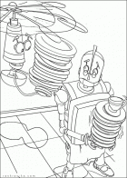 Раскраска - Роботы работают в ресторане, мойщик посуды