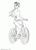 Раскраска Барби на велосипеде в шлеме