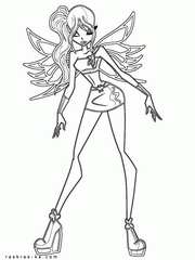 Винкс раскраски для девочек. 6 сезон сериала. Напечатать