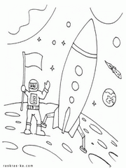 Раскраска космонавт и ракета для детей