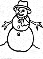 Картинка снеговик. Раскраска про зиму