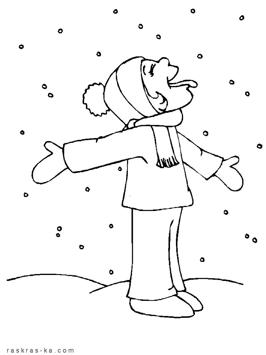 Снежные хлопья, снежинки - раскраска