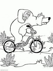 Раскраска медведь на велосипеде. Распечатать
