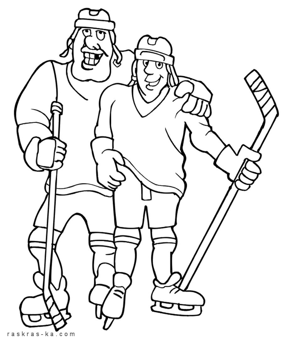 Два хоккеиста. Раскраска спорт
