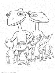 Семья динозавров. Раскраска из сериала Поезд динозавров
