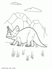 Растительный динозавр Трицератопс. Раскраска для мальчика