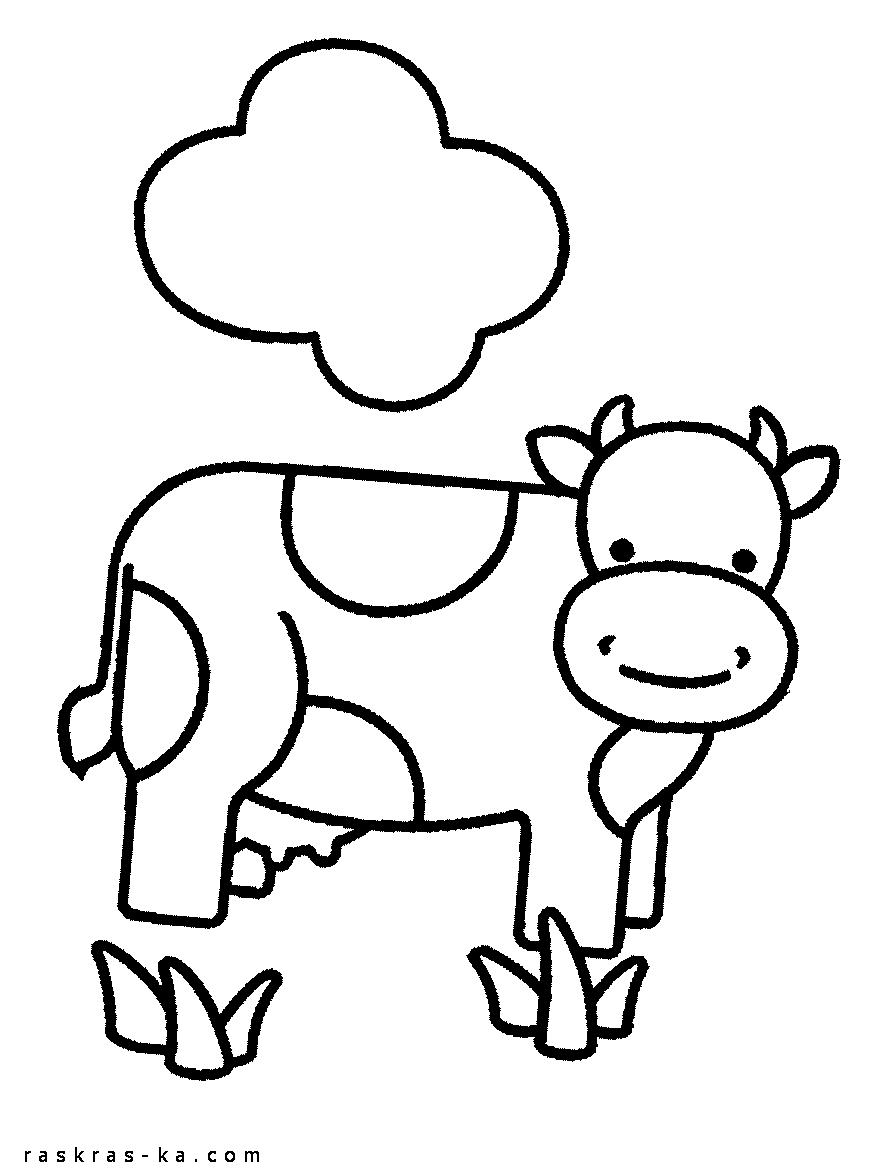 Раскраски для малышей о животных. Корова