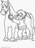 Мальчик и лошадка. Детские раскраски