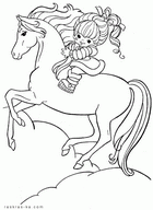 Девочка на лошадке - раскраска