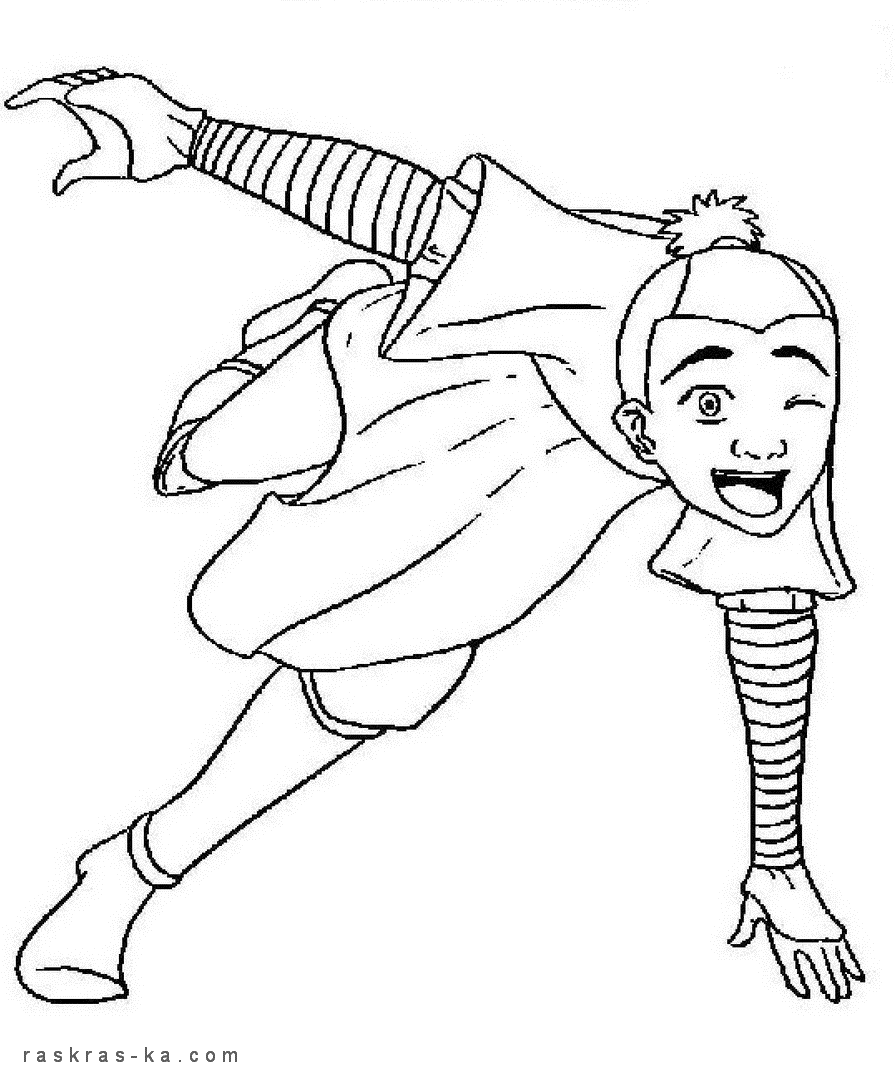 Раскраска Сокка - воин Южного племени воды. Легенда об Аанге