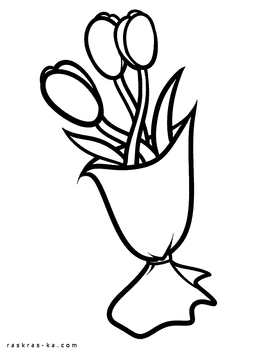 Букет тюльпанов. Раскраска для печати