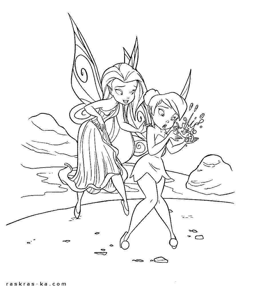Раскраска 2 феи. Скачать и распечатать бесплатно