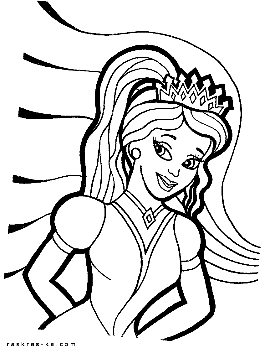Раскраска принцеса. Печатать
