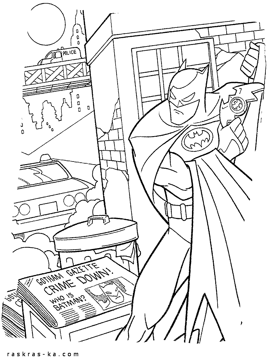 Картинки раскраски Бэтмен для детей