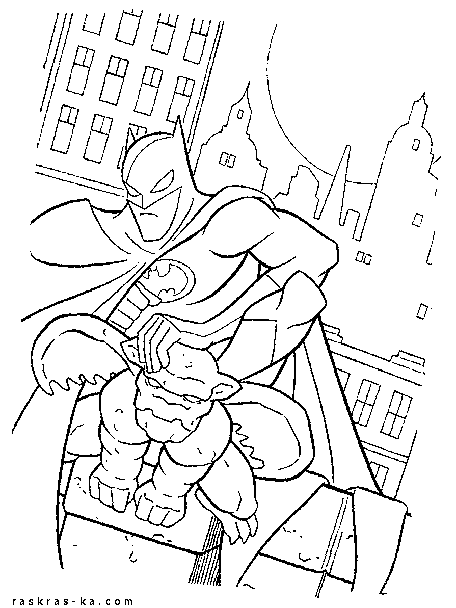 Раскраски для детей Бэтмен распечатать бесплатно