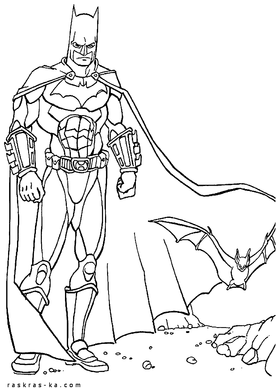 Распечатать раскраску Бэтмена и летучей мыши