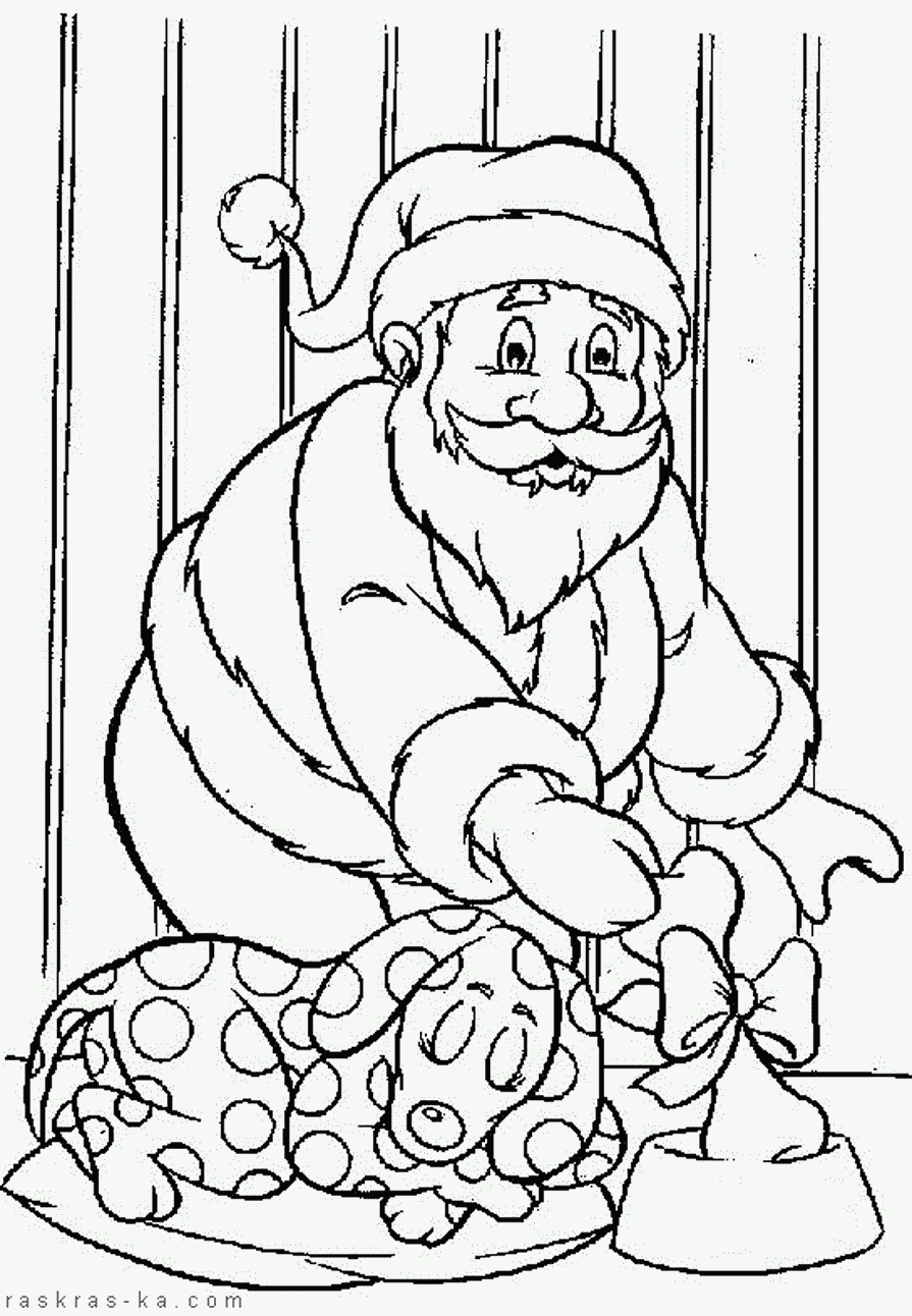 Раскраска Санта Клаус на Рождество