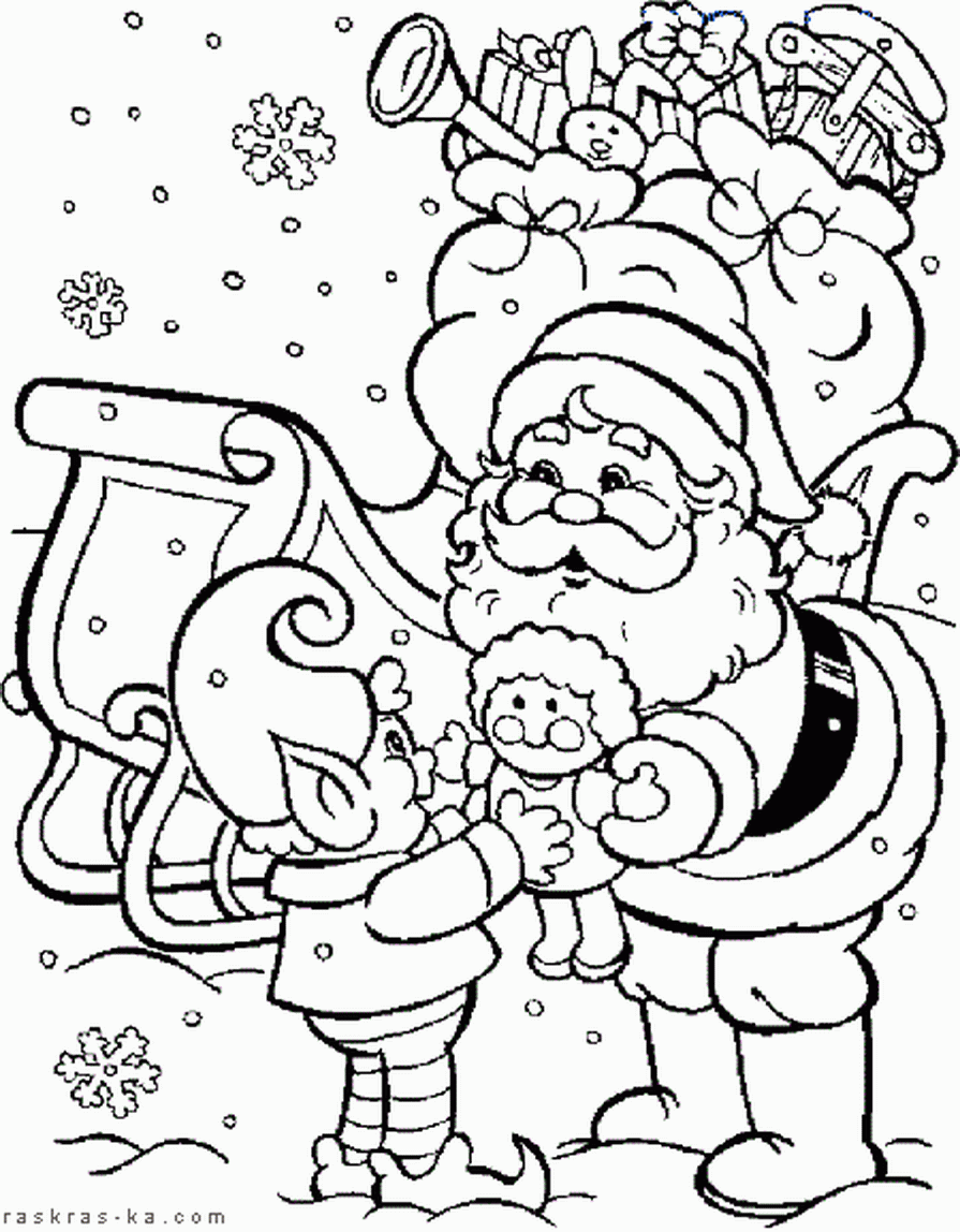 Распечатать и раскрасить Санта Клауса бесплатно