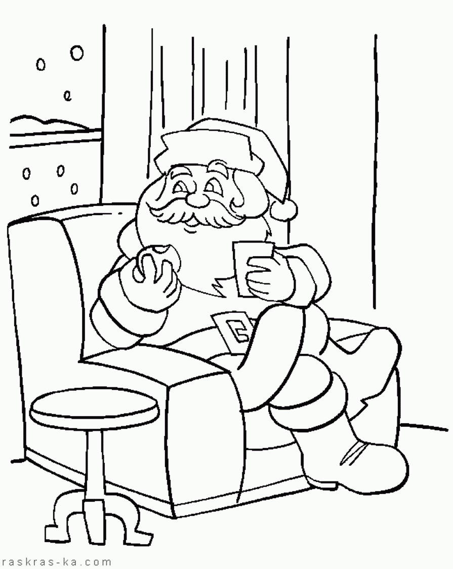 Раскраска Санта Клауса. Скачать и распечатать