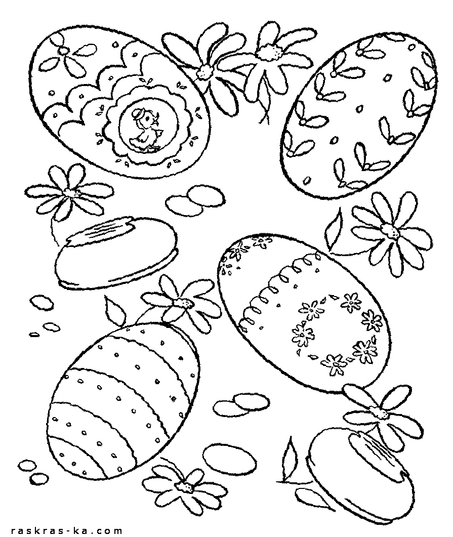 Распечатать раскраски с пасхальными яйцами