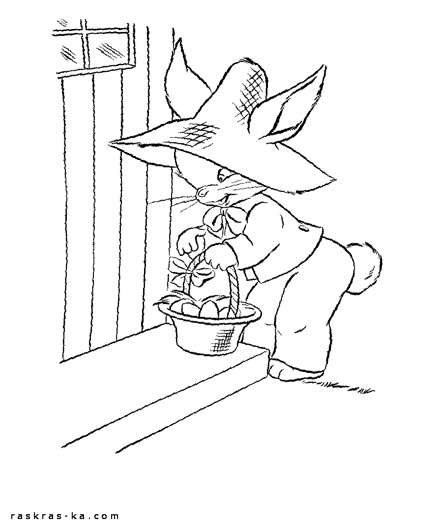 Пасха - разукрашка с кроликом