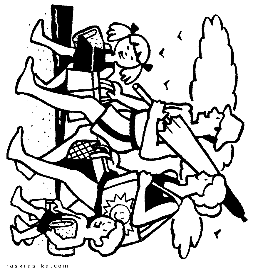 Всей семьей на пляж - разукрашка