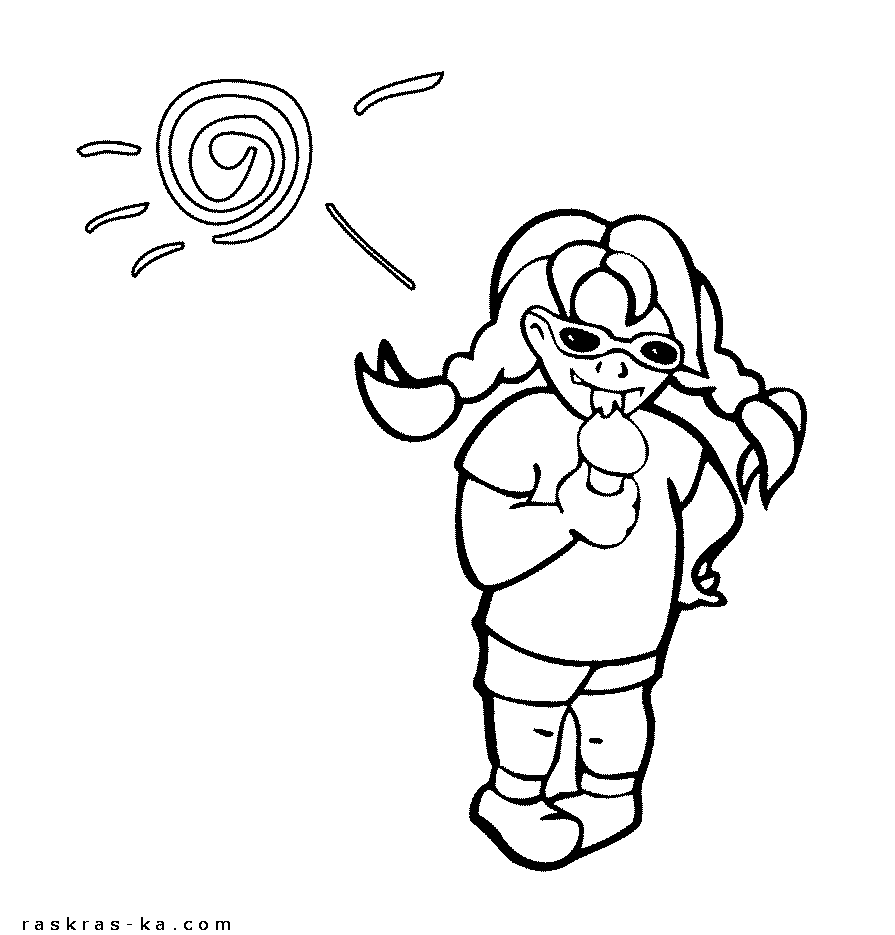 Лучшая летняя еда - мороженое. Детская раскраска