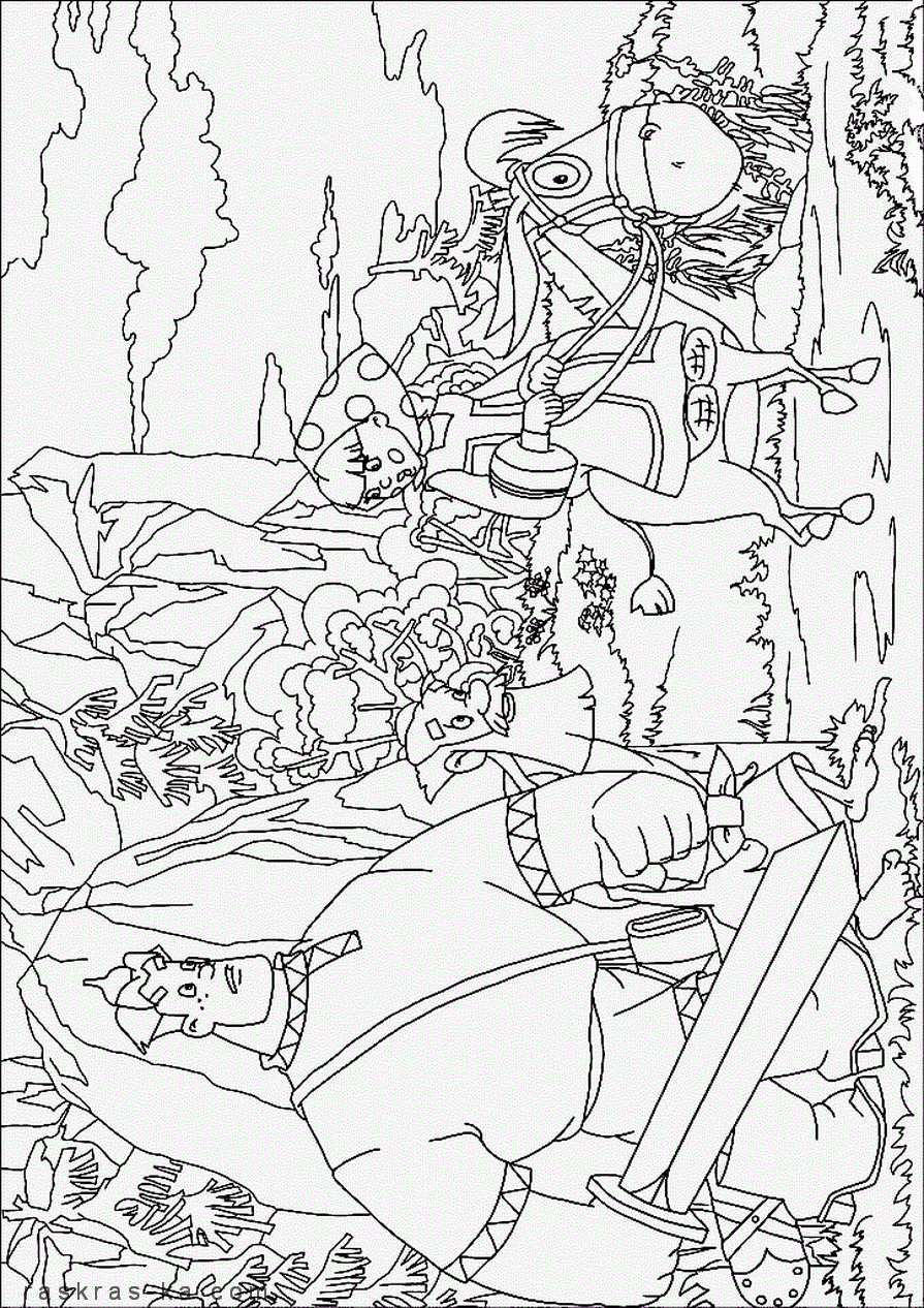 Алеша Попович. Раскраски из мультфильмов про богатырей