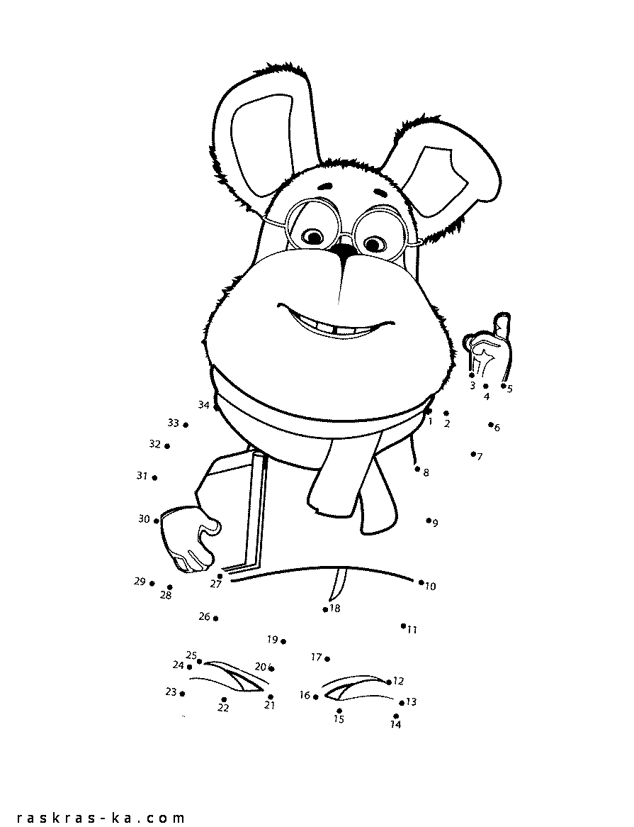 Раскраски по точкам. Гена Барбоскин из мультика