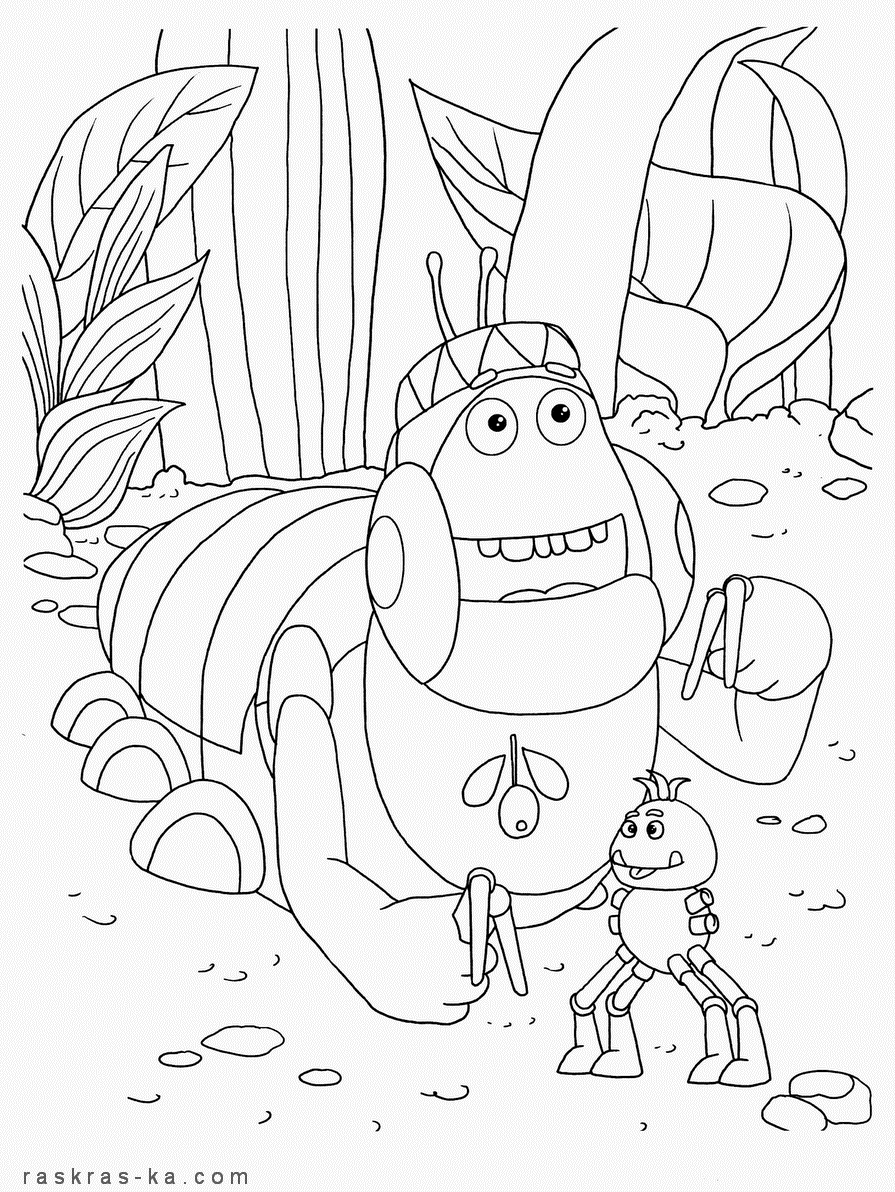 Раскраска гусеница из мультфильма Лунтик