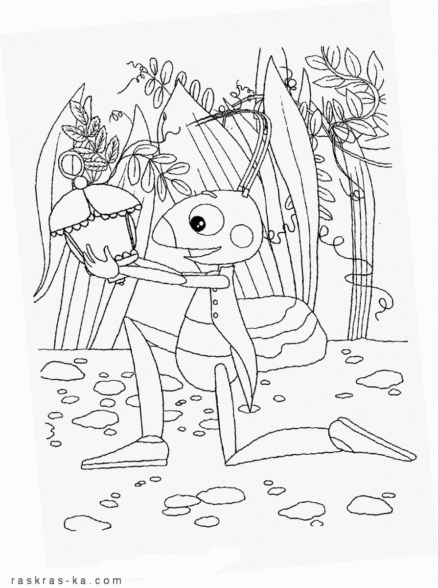 Кузя. Раскраска для детей из мультика Лунтик