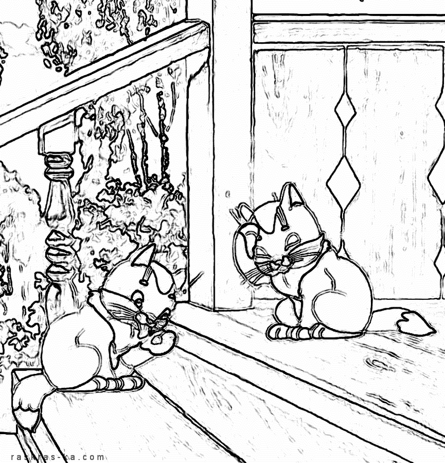 Раскраска Умываются котята. По сказкам Чуковского