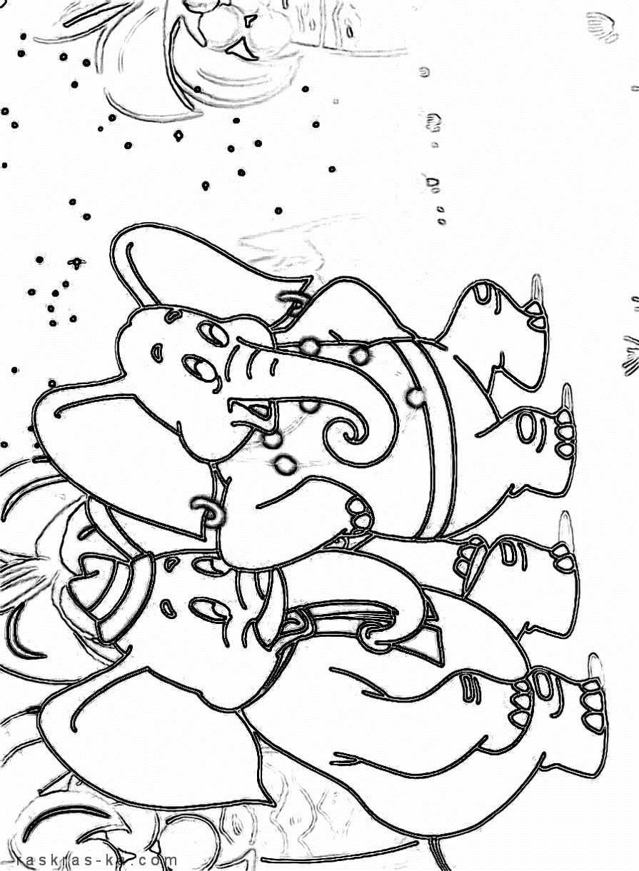 Раскраска слоны из мультфильма Тараканище