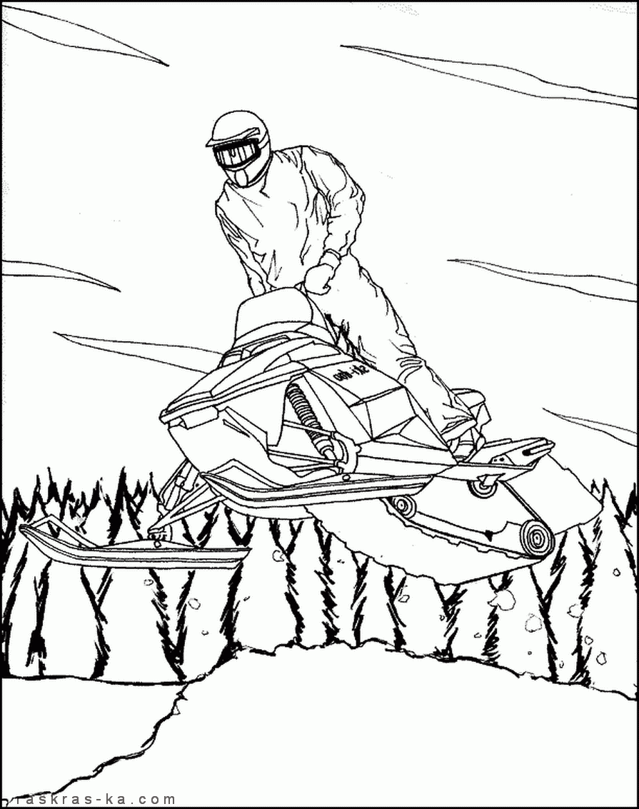Зимний спорт. Раскраска бобслей