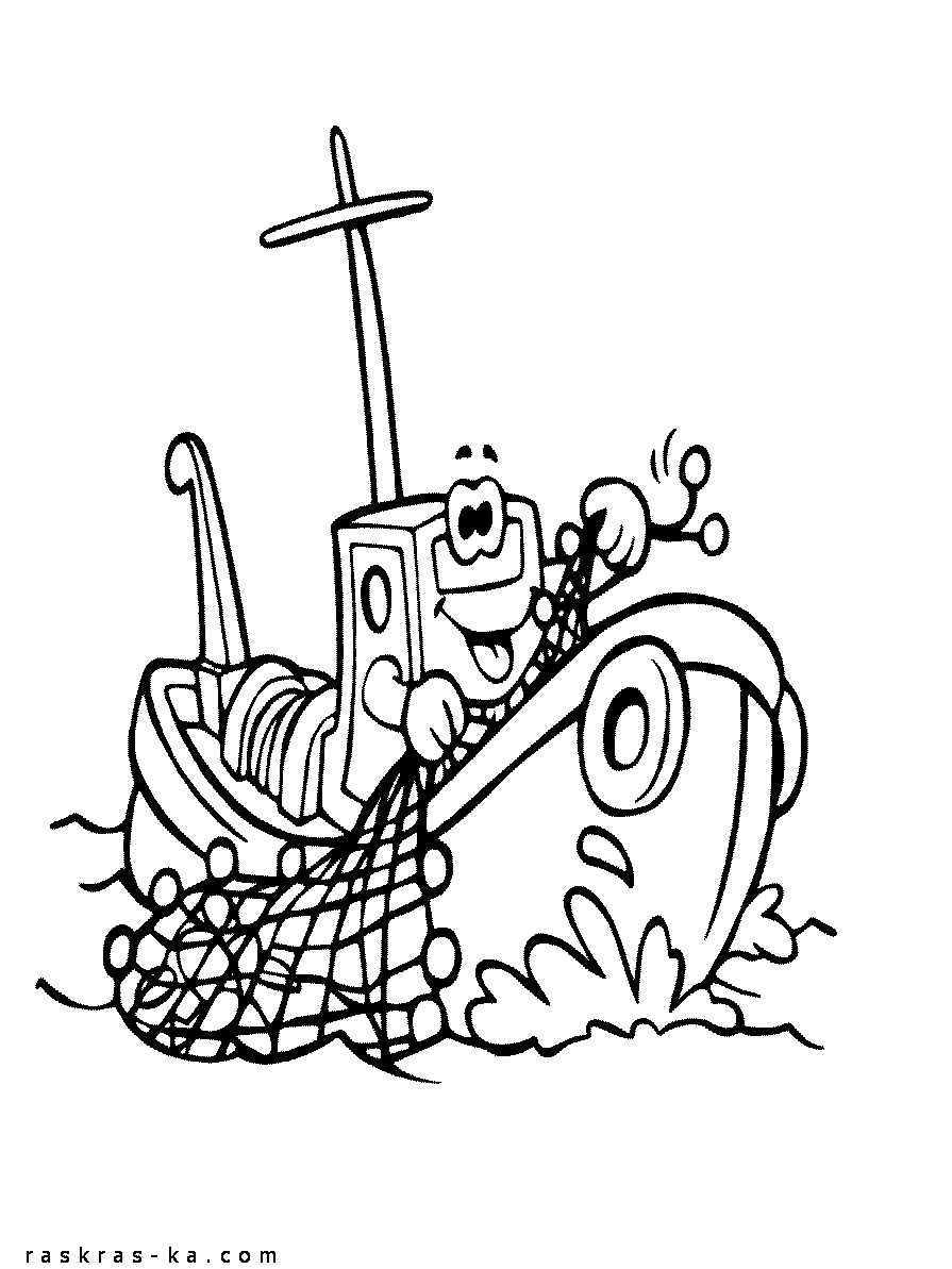 Рыбацкая шхуна. Раскраска про море