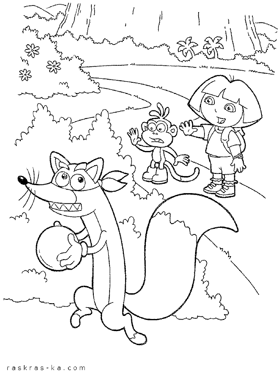 Раскраска лисенок Жулик из мульта Даша-путешественница