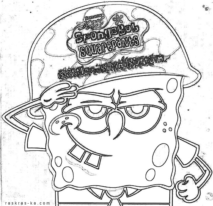 Губка Боб в солдатской каске