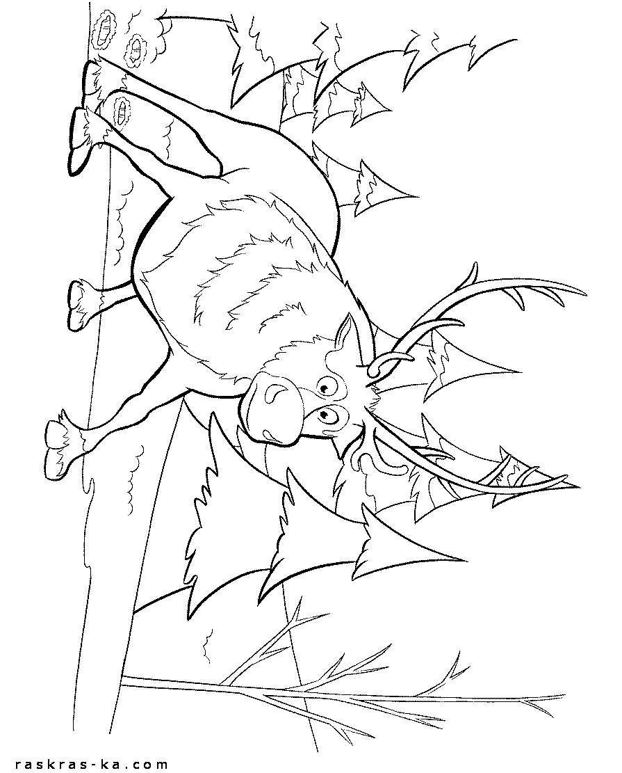 Раскраска Свен - олень из мультика