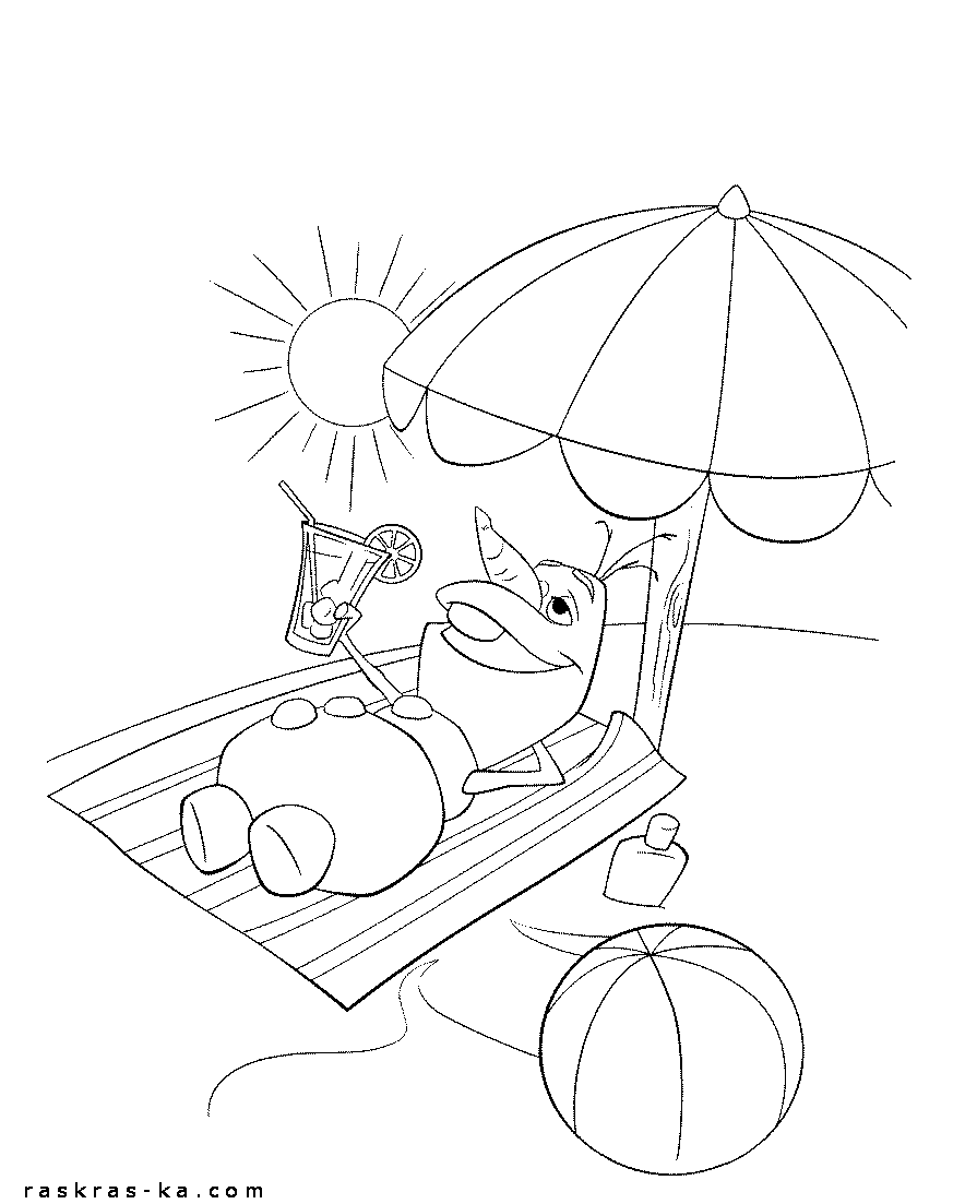 Олаф. Холодное сердце, раскраска черно-белая