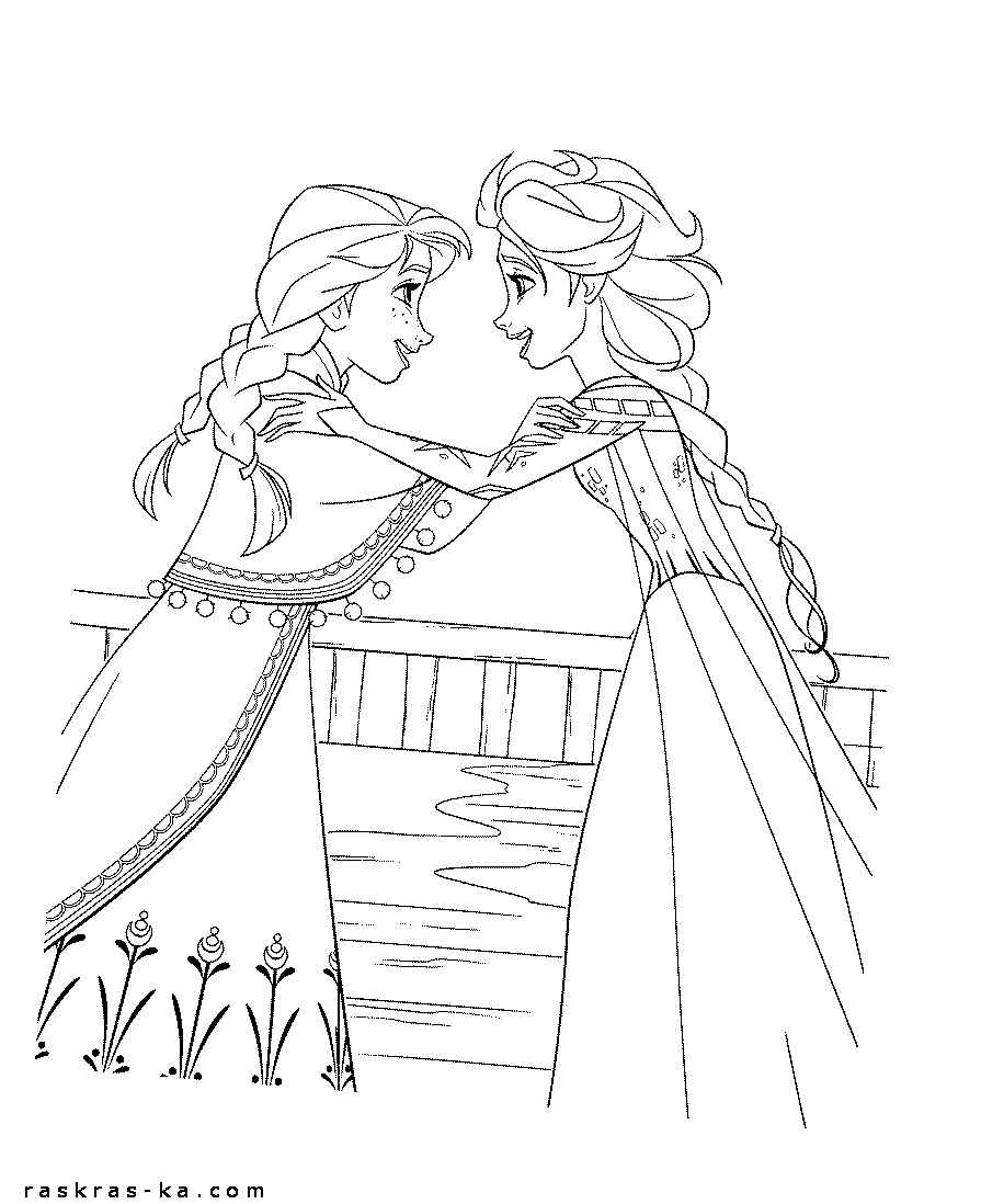 Эльза и Анна. Раскрашивать раскраску бесплатно