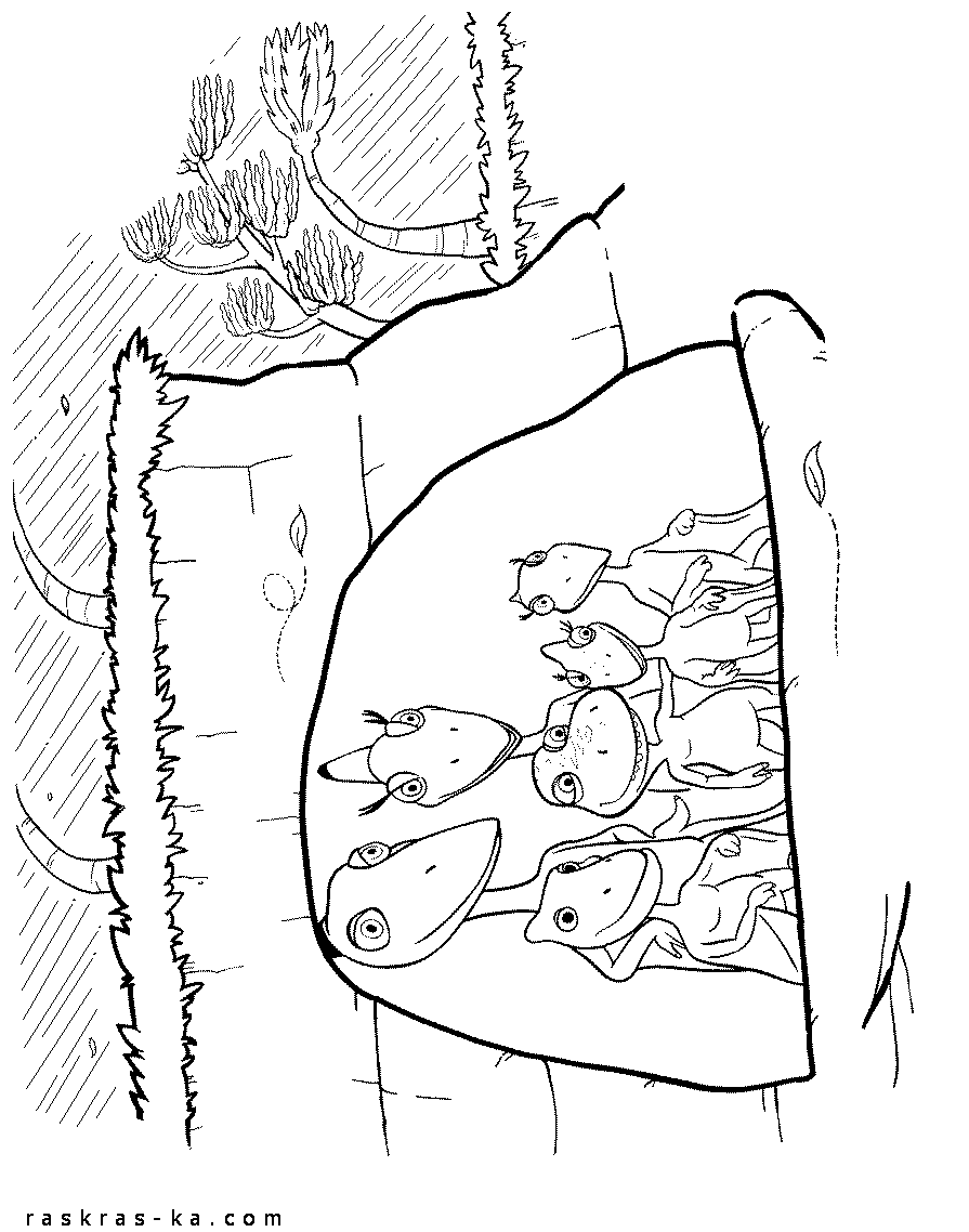 Динозавры прячутся от бури - раскраска