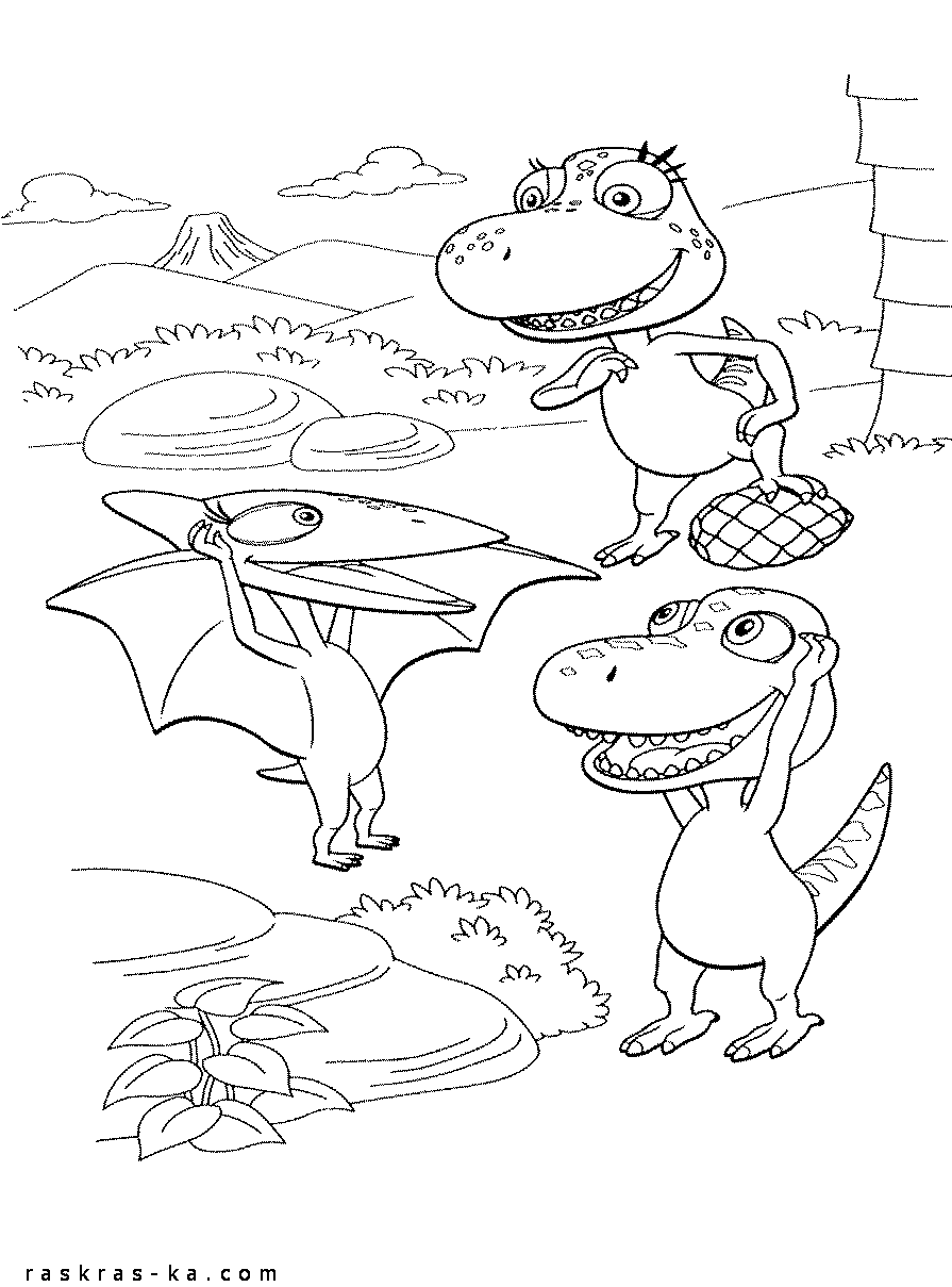 Семья динозавров. Разукрашка для детей