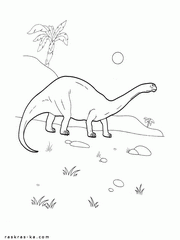 Диплодок - самый большой динозавр. Раскраска детская