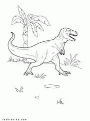 Раскраски для детей драконы и динозавры распечатать. Тиранозавр