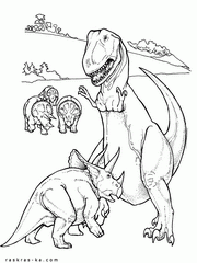 Раскраски детские про динозавров-хищников