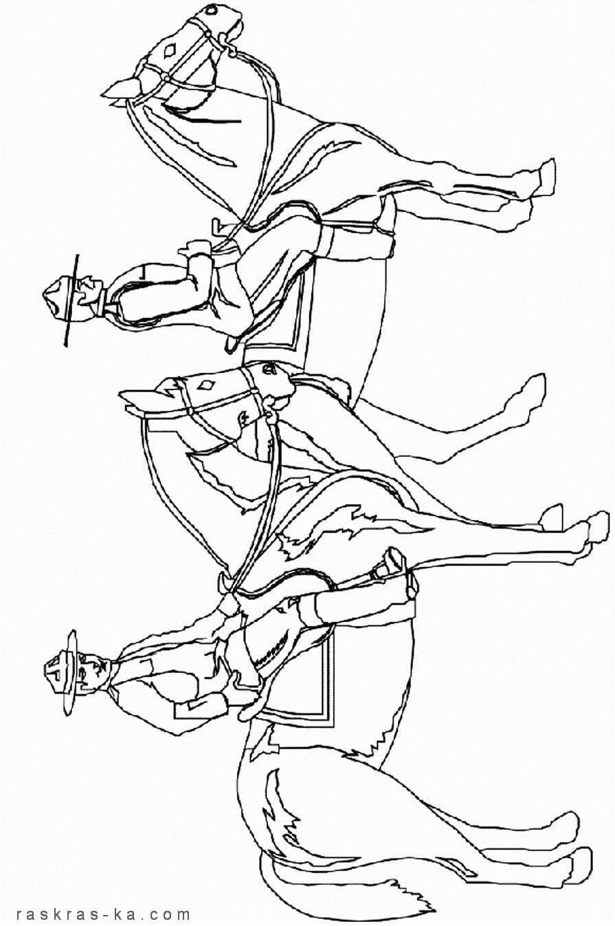 Полицейские на лошадях. Раскраски